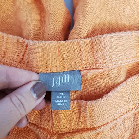 J. Jill Womens Pants Size Medium Petite Linen Wide Leg Ankle Cropped Orange - Picture 5 of 11